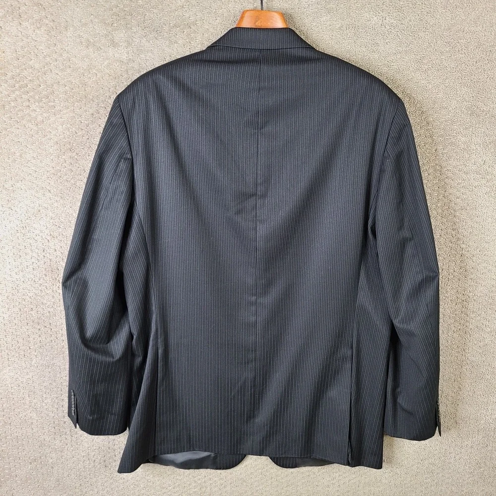 American Living Jacket Mens 44L Black Striped Blazer‎ Wool Blend 2 Btn Suit Coat